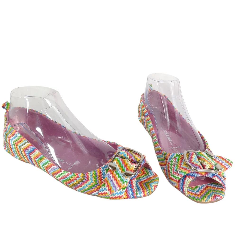JEFFREY CAMPBELL Expose Ibiza Last Women's 7 Multicolor Peep Toe Ballet Flats